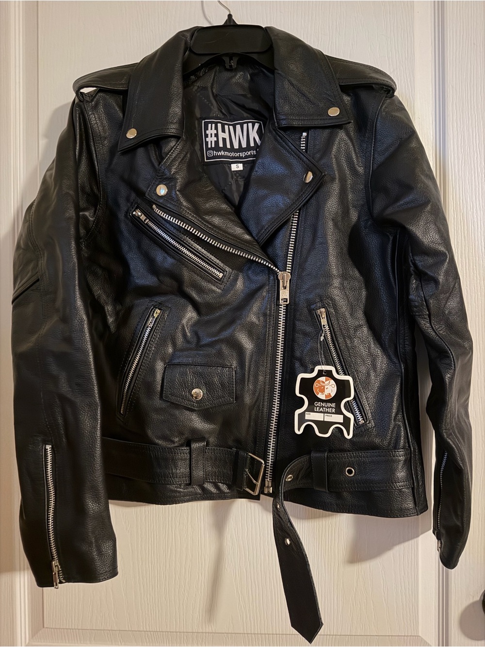 NWT Black Genuine Leather Moto Jacket~Men S, Women M